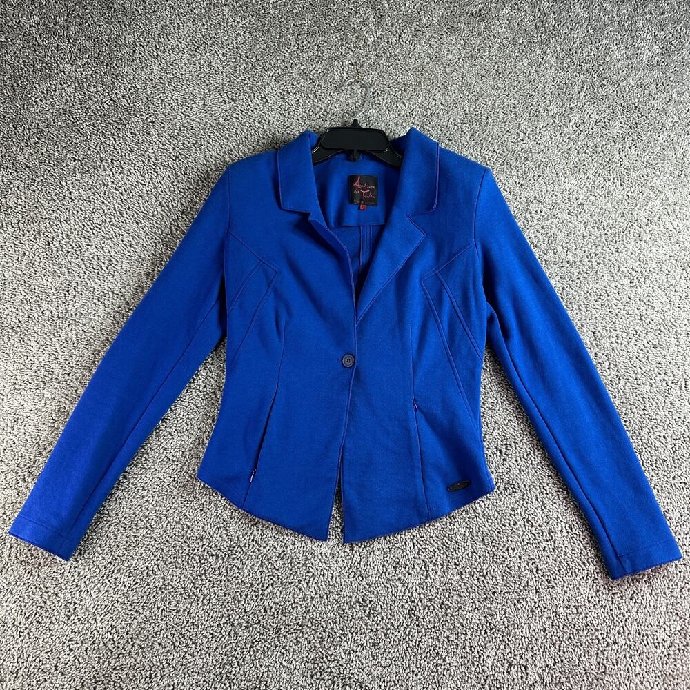 Aventures Des Toiles Jacket Womens 38 Blue Cotton Blend Single Button Blazer